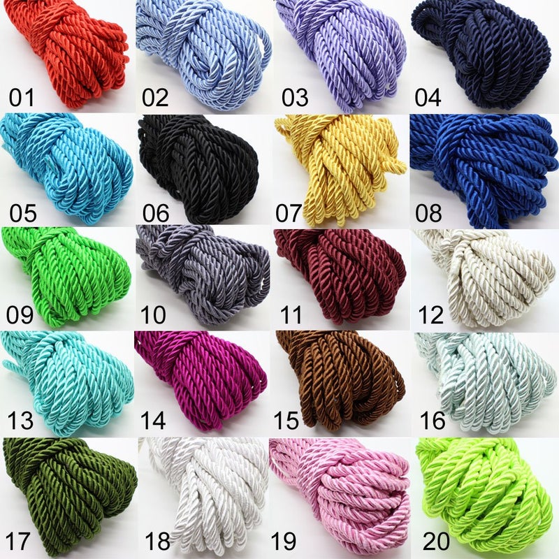 PAMIR TONG 5mm 3 Braided Cord Thread Decorative Twisted Satin Polyester Twine Choker Thread DIY Cord Jewelry Findings GD20SC150 (20 Bundles Multi-Color) - Image 2